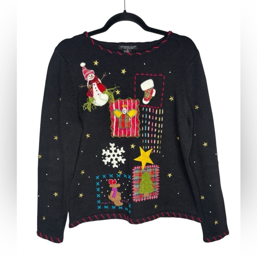 Reference Point Women’s Ugly Christmas Sweater Winter Scene Size Medium